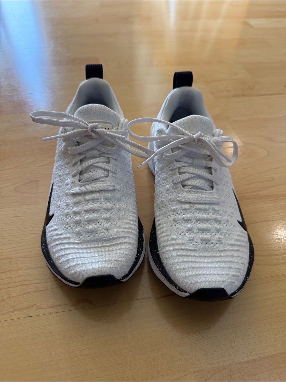 Nike White and Black Knit Running Shoes
